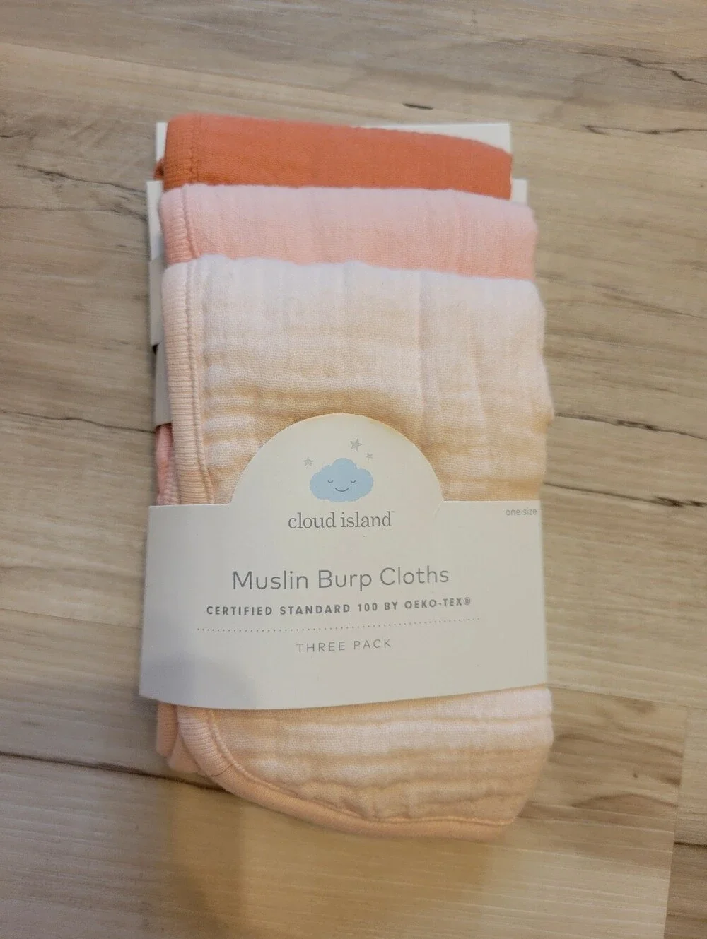 cloud island Peach and Light Coral Muslin Burp Cloths (3-Pack)